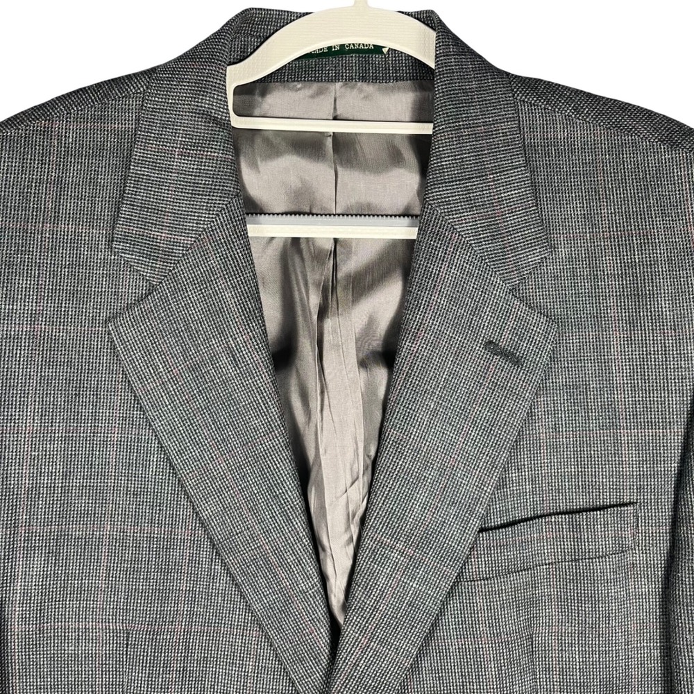 Ralph Lauren Sport Coat Mens 42R Gray‎ Silk Linen Blend Windowpane Plaid Blazer